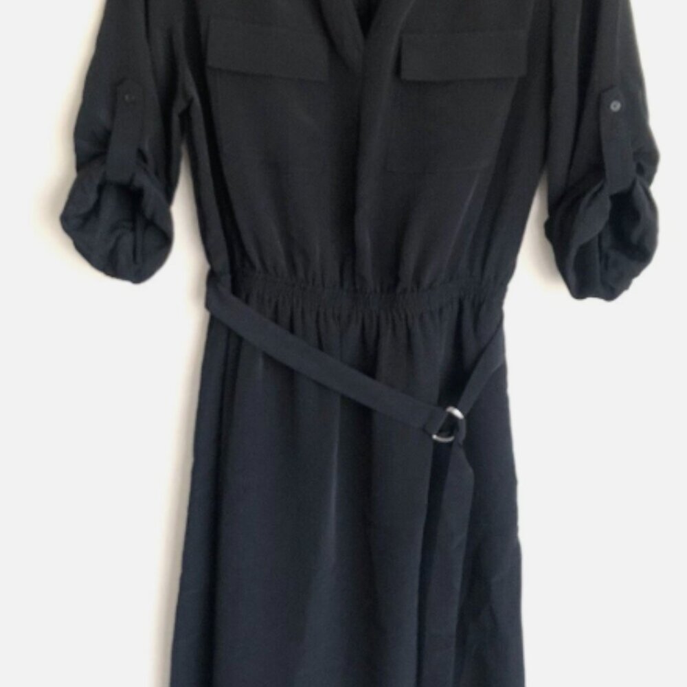 Mossimo Roll Tab Sleeve Belted V-neck Shirt Dress